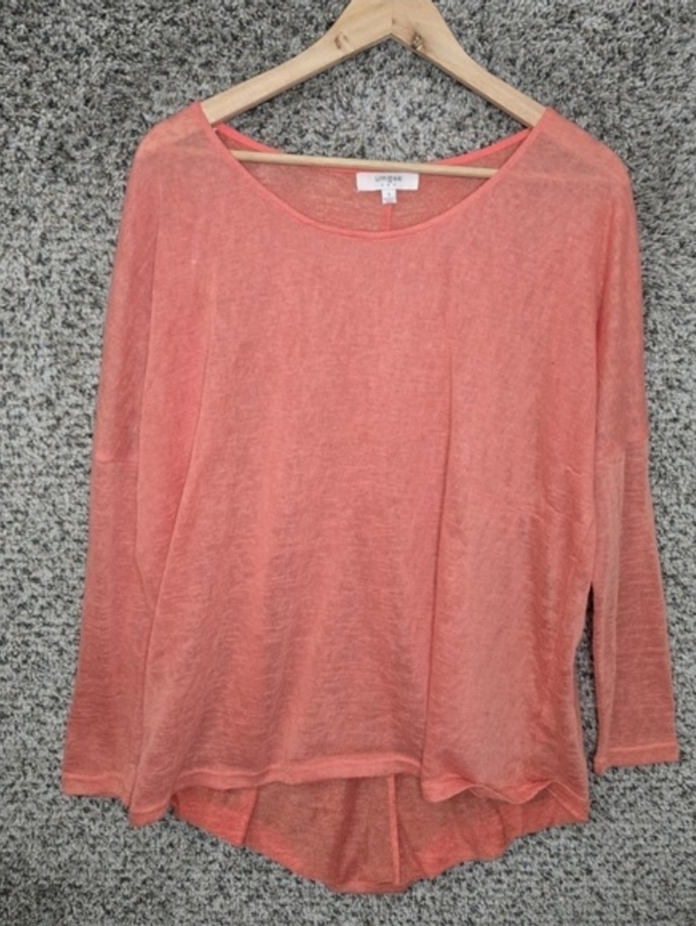 UMGEE Top Womens Small Orange Oversized Scoop Neck Semi Sheer,  Boho Casual